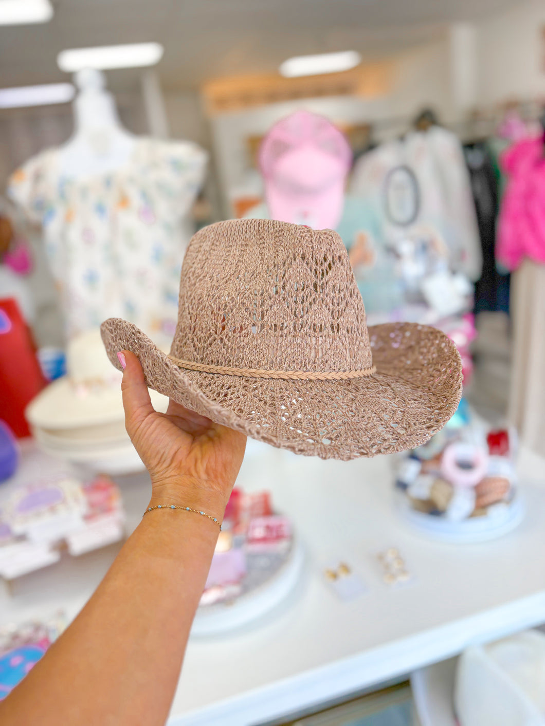 Horseshoe Lace Knit Cowboy Hat