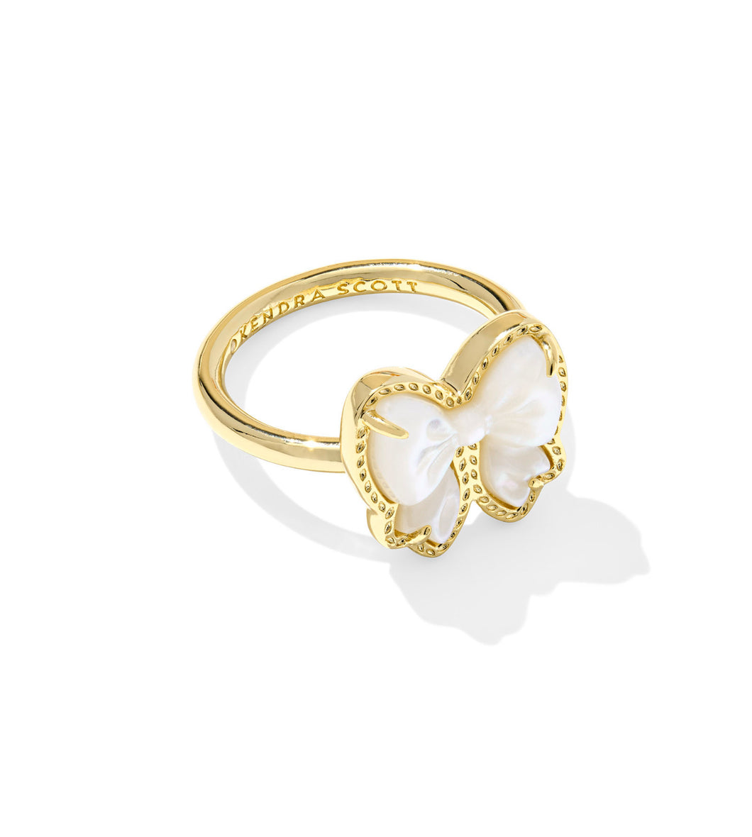 HALEY BOW BAND RING GOLD IVORY MOTHER OF PEARL (multiple sizes)