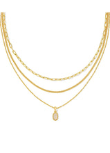 Load image into Gallery viewer, MINI ELISA TRIPLE STRAND NECKLACE GOLD IRIDESCENT DRUSY
