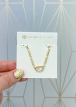 Load image into Gallery viewer, ELISA FIGARO CHAIN SHORT PENDANT NECKLACE GOLD IRIDESCENT ABALONE
