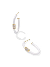 Load image into Gallery viewer, EMERY LARGE ENAMEL HOOP EARRINGS GOLD WHITE MIX
