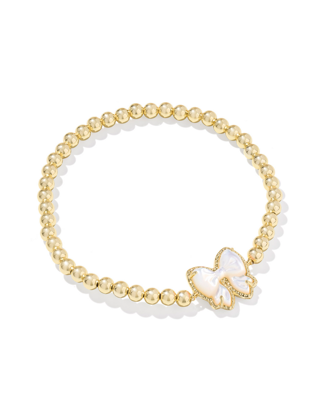 HALEY BOW STRETCH BRACELET GOLD IVORY MOTHER OF PEARL