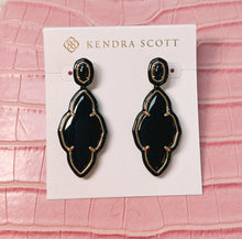 Load image into Gallery viewer, Abbie Enamel Frame Statement Earrings - Black Agate
