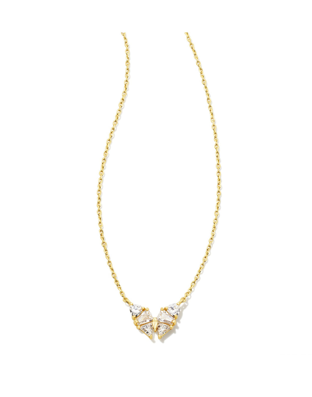 BLAIR BUTTERFLY SMALL SHORT PENDANT NECKLACE GOLD WHITE CZ