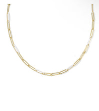 Load image into Gallery viewer, COURTNEY ENAMEL LINK AND CHAIN NECKLACE GOLD WHITE ENAMEL
