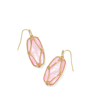 Load image into Gallery viewer, ELLE LATTICE FRAME DROP EARRINGS GOLD BLUSH IVORY MOTHER OF PEARL
