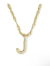 Load image into Gallery viewer, BUBBLE LETTER J SHORT PENDANT NECKLACE GOLD
