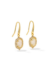Load image into Gallery viewer, DAPHNE CRYSTAL FRAME DROP EARRINGS GOLD IVORY MOTHER OF PEARL

