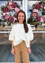 Load image into Gallery viewer, Getaway Short Sleeve Sweater Top - White/Beige
