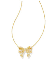 Load image into Gallery viewer, KRISTA BOW SHORT PENDANT NECKLACE GOLD WHITE MIX
