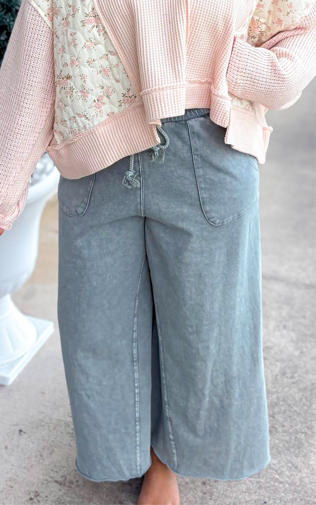 Treasure Wide Legged Pants - Faded Teal