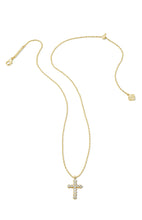 Load image into Gallery viewer, CROSS CRYSTAL PENDANT NECKLACE GOLD WHITE CRYSTAL
