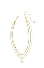 Load image into Gallery viewer, MINI ELISA TRIPLE STRAND NECKLACE GOLD CARNATION KYOCERA OPAL
