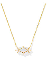 Load image into Gallery viewer, LINDY RAE ELISA SHORT PENDANT NECKLACE GOLD WHITE OPALITE CRYSTAL
