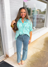 Load image into Gallery viewer, Teal Frayed Cutoff Hem Straight Wide Pants
