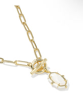 Load image into Gallery viewer, ELISA ENAMEL LINK AND CHAIN NECKLACE GOLD WHITE MOTHER OF PEARL
