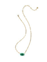 Load image into Gallery viewer, ELISA ENAMEL FRAME PAPERCLIP NECKLACE GOLD EMERALD ILLUSION
