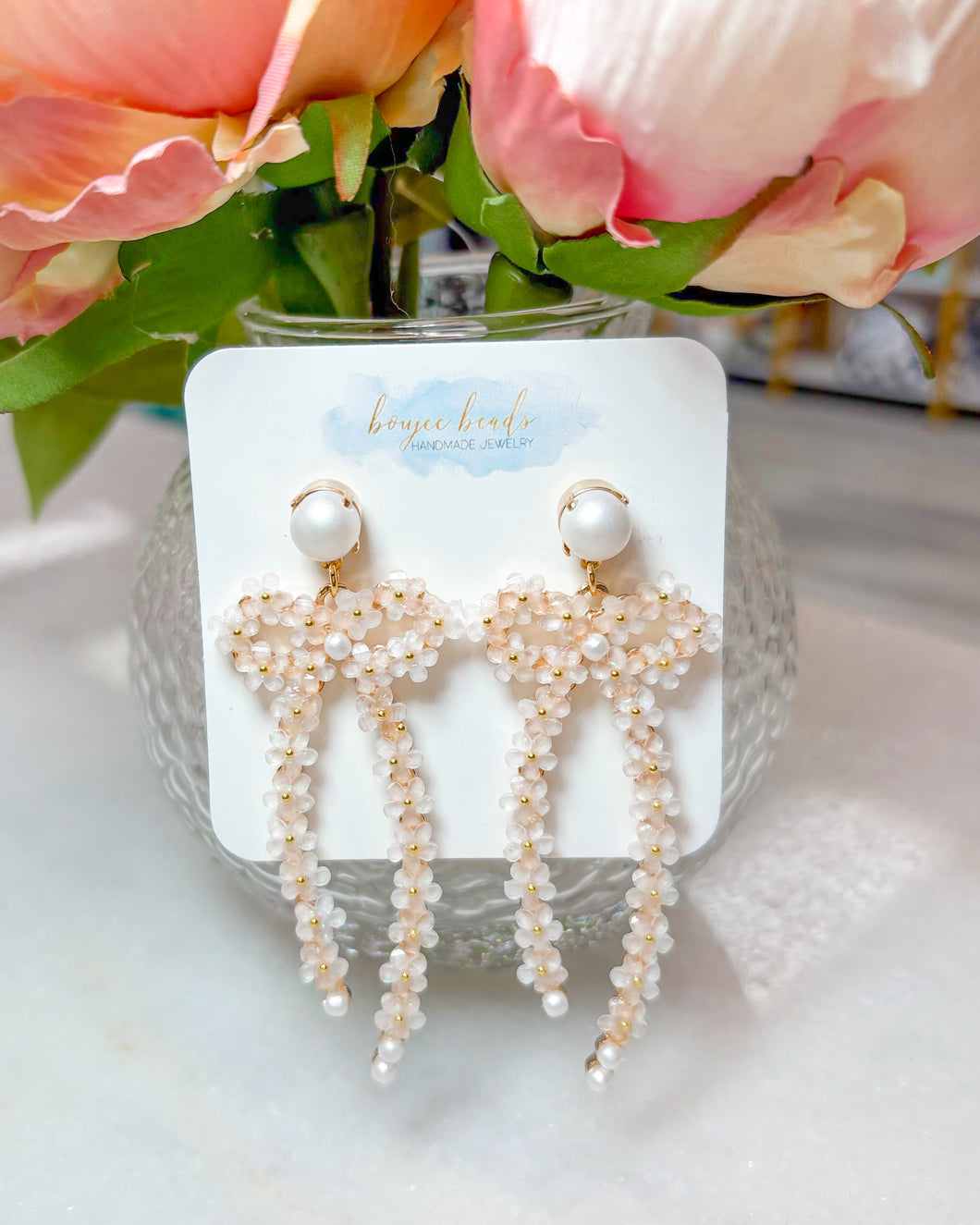Bella Bow Earrings - Off White