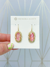 Load image into Gallery viewer, DANI FIGARO FRAME DROP EARRINGS GOLD PINK IRIDESCENT MOTHER OF PEARL
