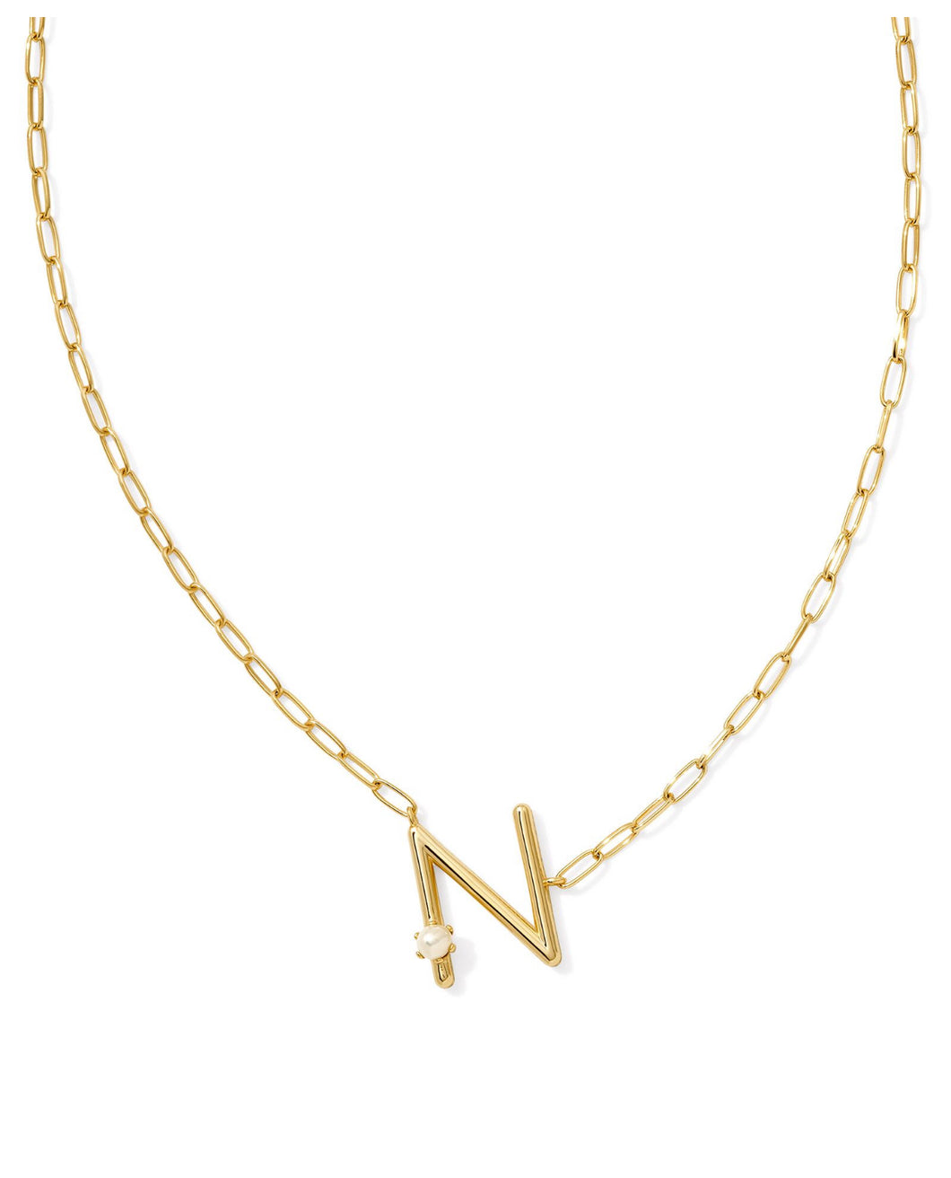 Pearl Letter N Short Pendant Necklace