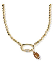 Load image into Gallery viewer, FOOTBALL METAL STRAND NECKLACE GOLD WHITE CZ
