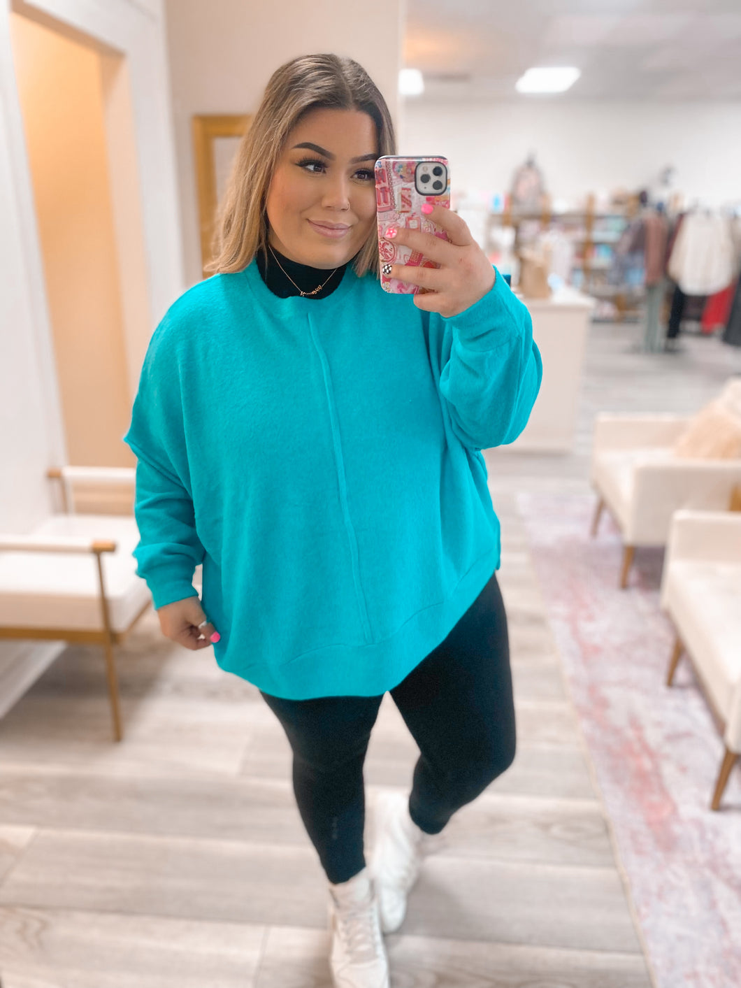 Hold Them Sweater - Teal