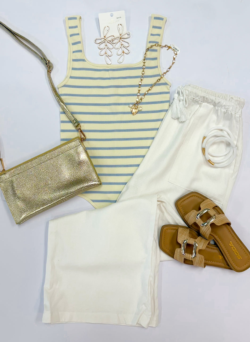 Pale Blue Striped Bodysuit