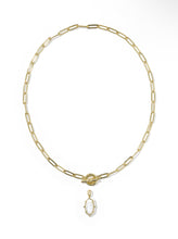 Load image into Gallery viewer, ELISA ENAMEL LINK AND CHAIN NECKLACE GOLD WHITE MOTHER OF PEARL
