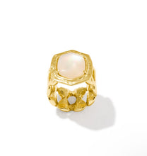 Load image into Gallery viewer, TIGER STRIPED DAPHNE COCKTAIL RING GOLD NATURAL MOTHER OF PEARL (multiple sizes)
