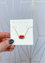 Load image into Gallery viewer, ELISA BEZEL SHORT PENDANT NECKLACE GOLD CARMINE RED ILLUSION
