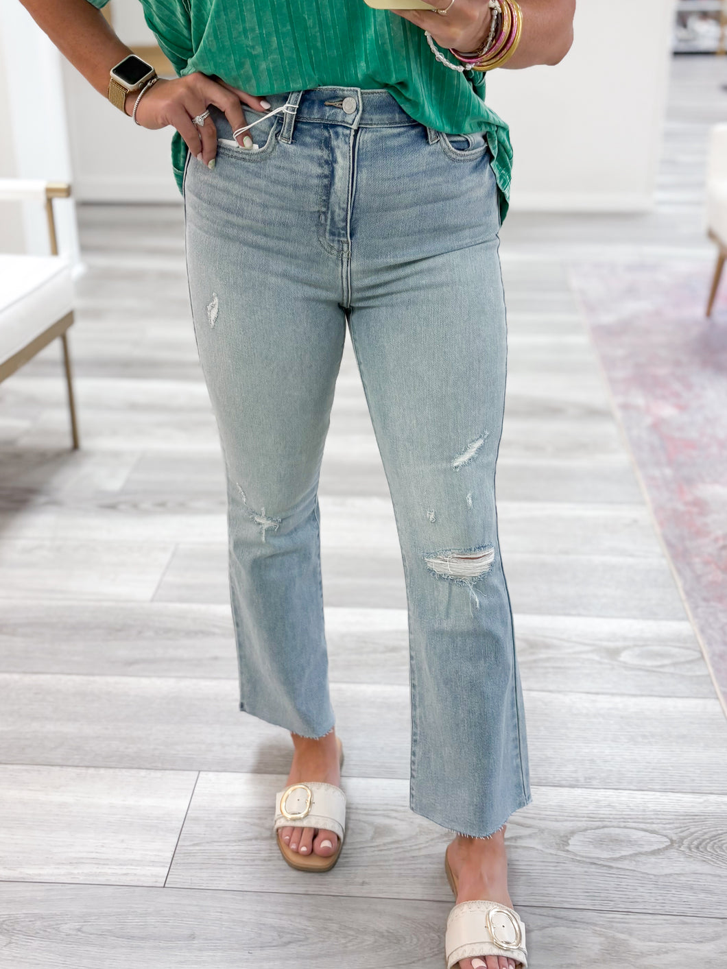 Hey Girl High Rise Crop Flare Jeans