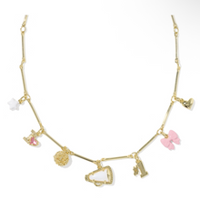 Load image into Gallery viewer, CHEER CHARM NECKLACE GOLD PINK WHITE MIX
