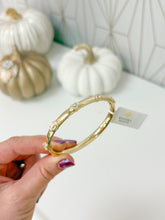 Load image into Gallery viewer, MINI ELISA LUXE BANGLE BRACELET GOLD WHITE CZ S/M
