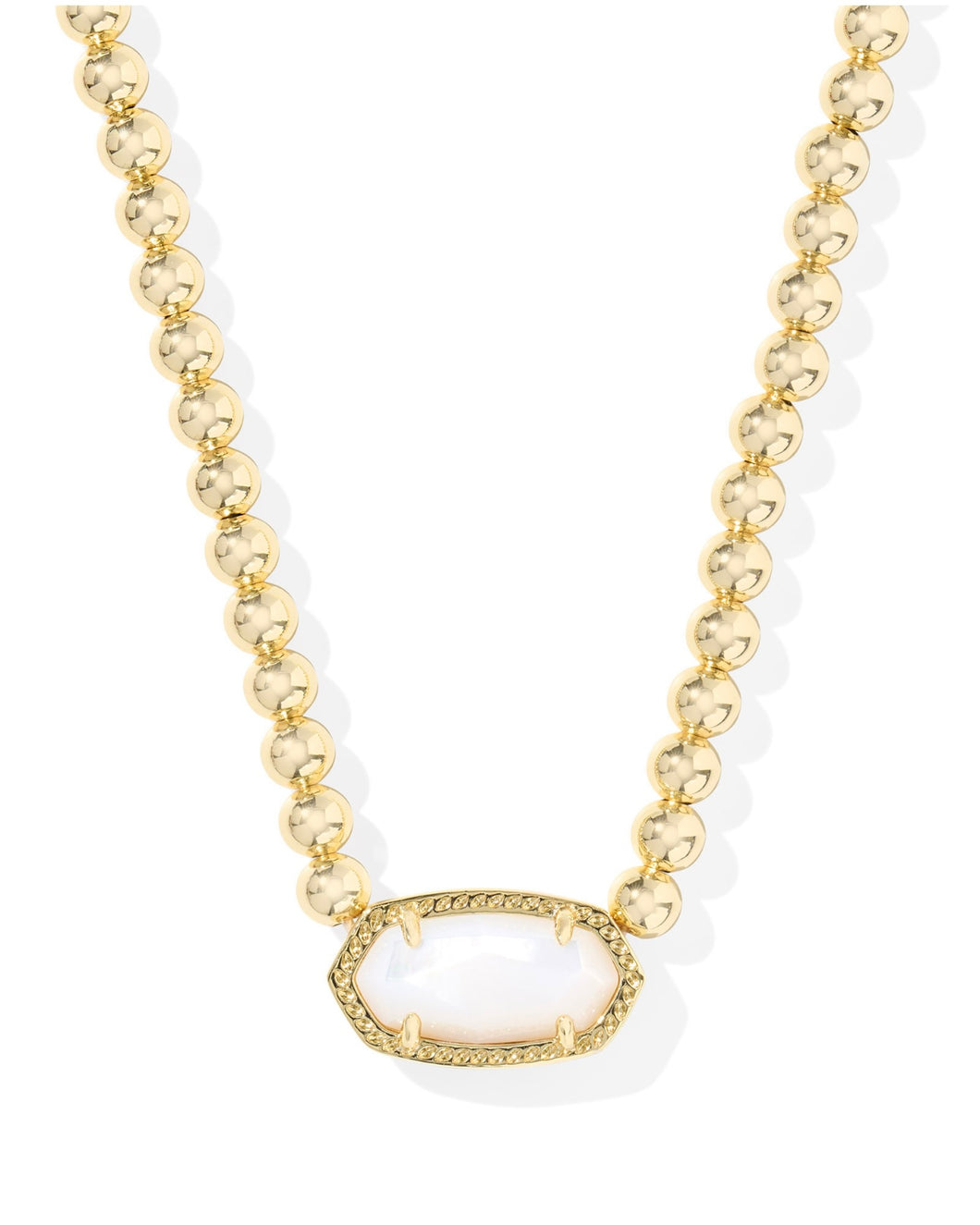 ELISA BEADED NECKLACE GOLD IVORY MOTHER OF PEARL