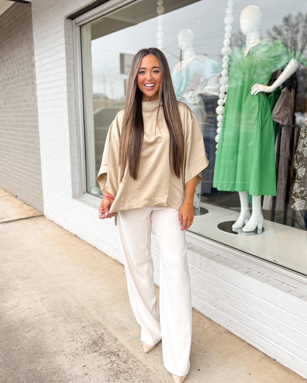 Mocking Blouse - Taupe
