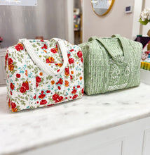 Load image into Gallery viewer, Floral Quilted Weekender Bag - Sage
