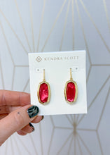 Load image into Gallery viewer, DANI BEZEL DROP EARRINGS GOLD CARMINE RED ILLUSION
