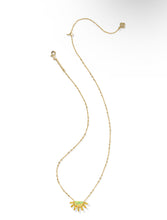 Load image into Gallery viewer, SAMANTHA SUN SHORT PENDANT NECKLACE GOLD YELLOW OPALESCENT RESIN
