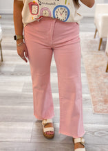 Load image into Gallery viewer, Pink Frayed Cutoff Hem Straight Wide Pants
