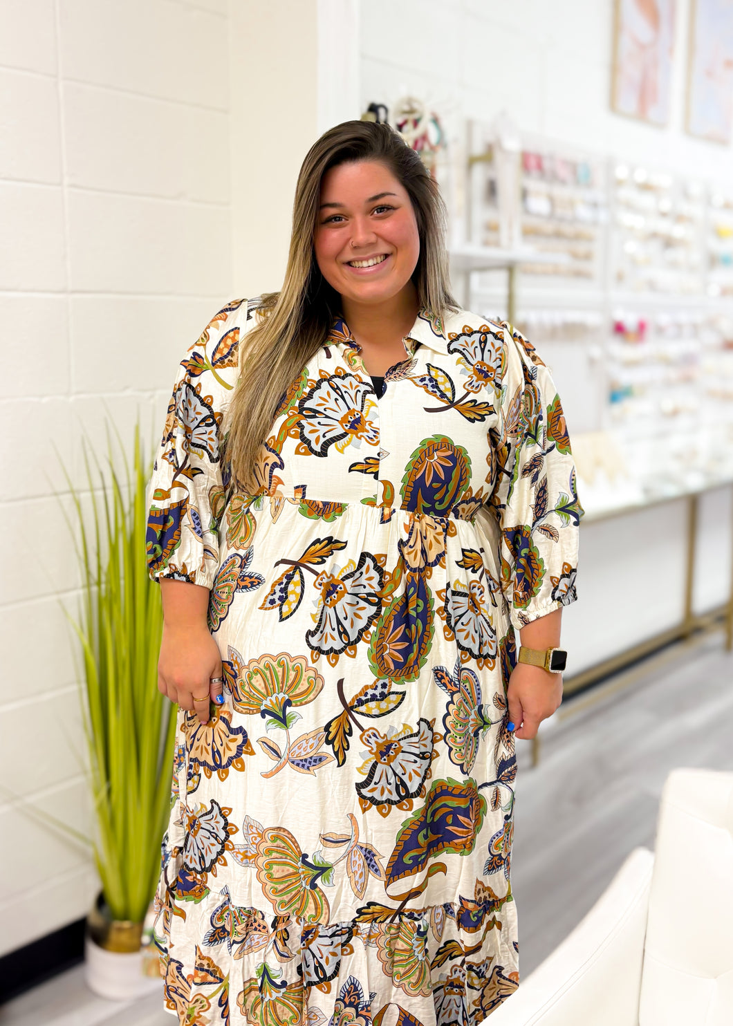Boho Paisley Tiered Midi Dress