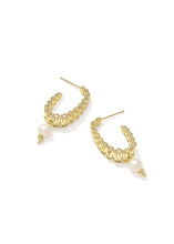 Load image into Gallery viewer, GABRIELLA PEARL HOOP EARRINGS GOLD FRESHWATER CULTURED PEARL
