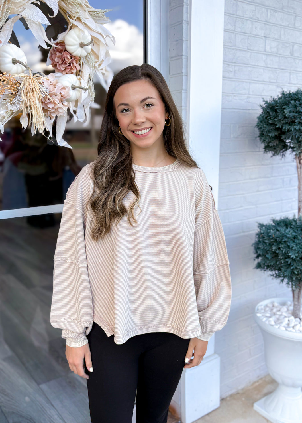 Ashley Exposed Seam Pullover - Mocha
