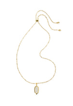 Load image into Gallery viewer, DANI STEPPED FRAME LONG PENDANT NECKLACE GOLD IVORY MOTHER OF PEARL
