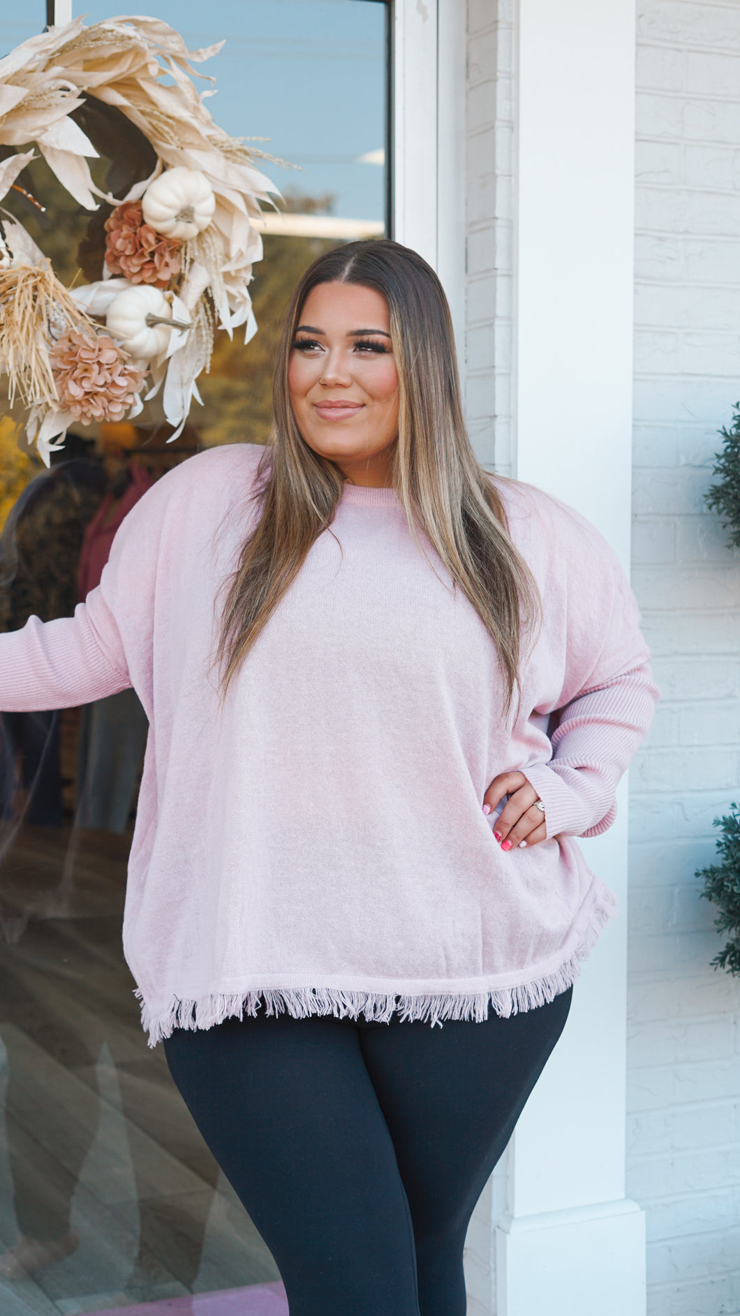 Notice Me Oversized Sweater Curvy Top - Rose