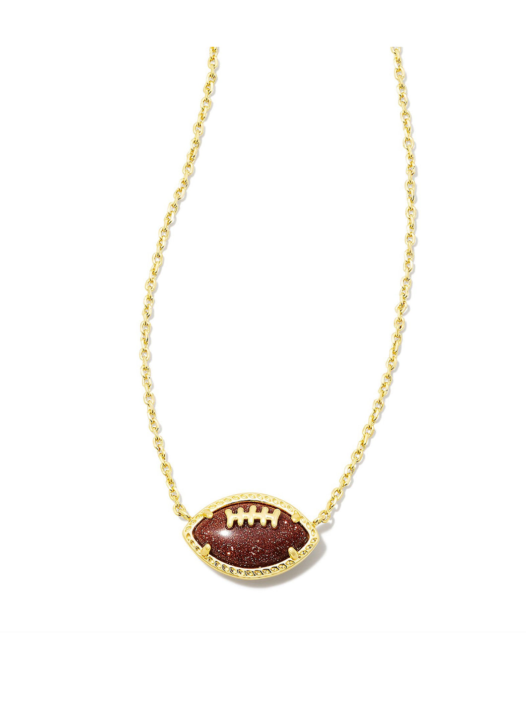 FOOTBALL SHORT PENDANT NECKLACE GOLD ORANGE GOLDSTONE