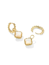 Load image into Gallery viewer, MALLORY ROSE HUGGIE EARRINGS GOLD IVORY MOTHER OF PEARL

