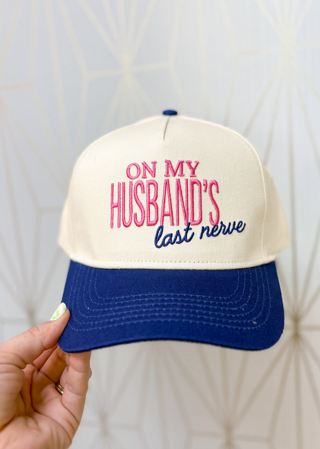 On My Husband's Last Nerve Vintage Trucker Hat