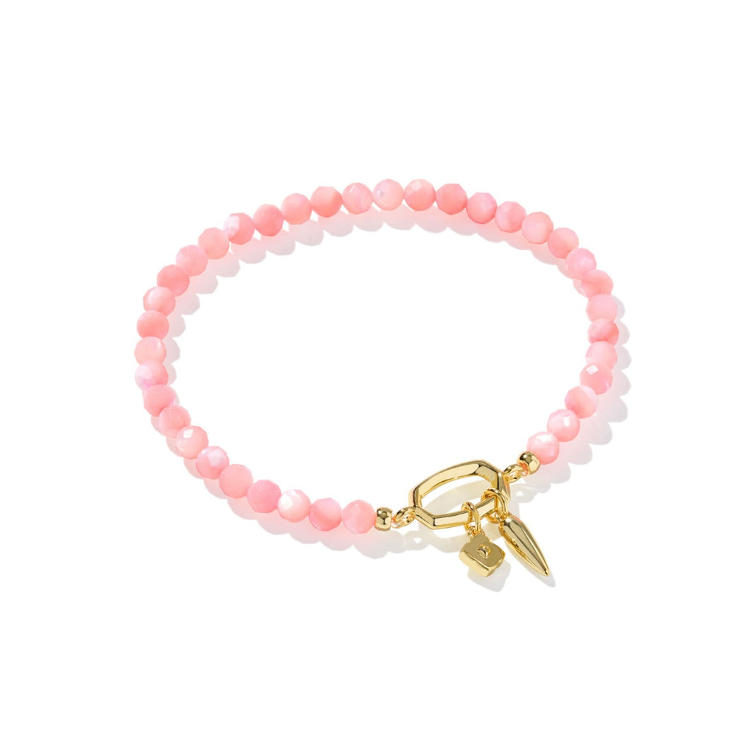 SYLVIA STRETCH BRACELET GOLD PINK CHALCEDONY