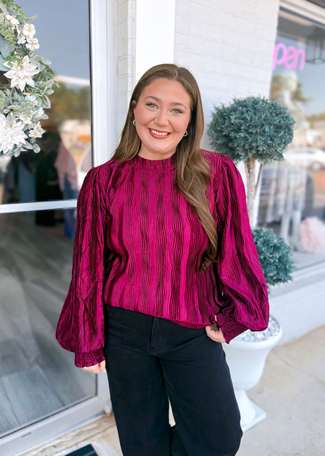 Mallory Blouse - Burgundy