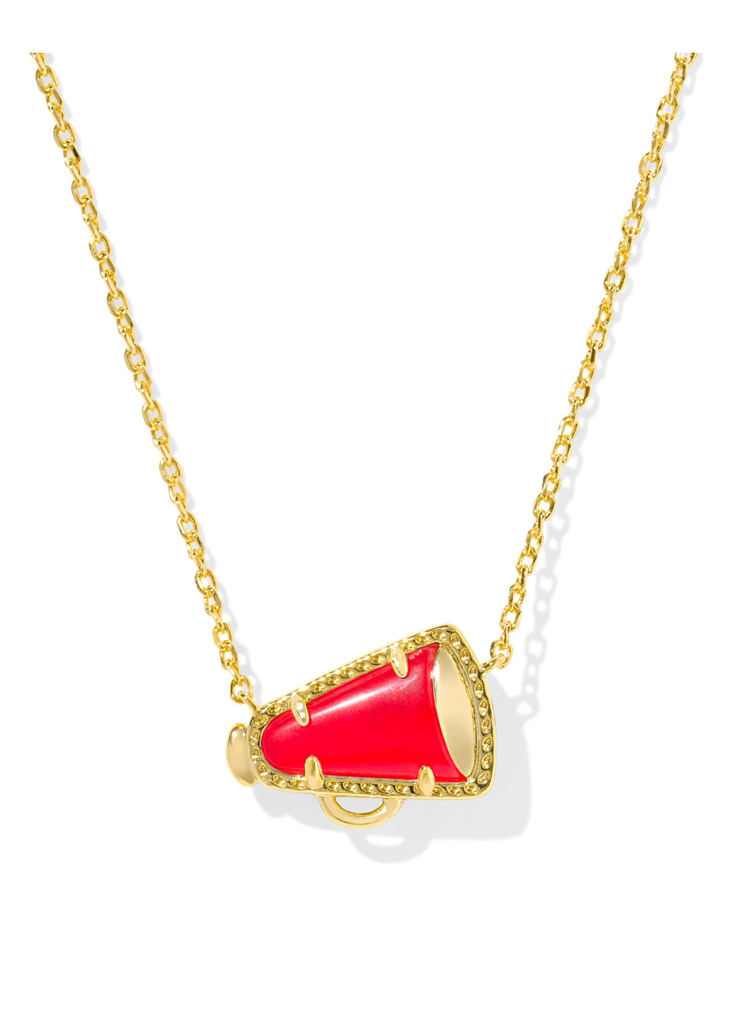 CHEER SHORT PENDANT NECKLACE GOLD RED ILLUSION